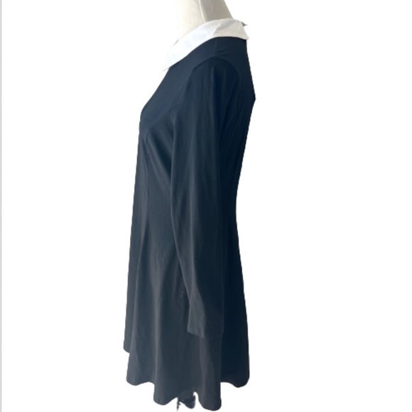 Aphratti Black Long Sleeve Dress with White Collar, Wednesday Adams Style - Picture 4 of 12